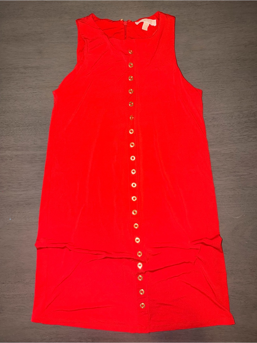 Red Michael Kors Sleeveless Button-Front Shift Dress